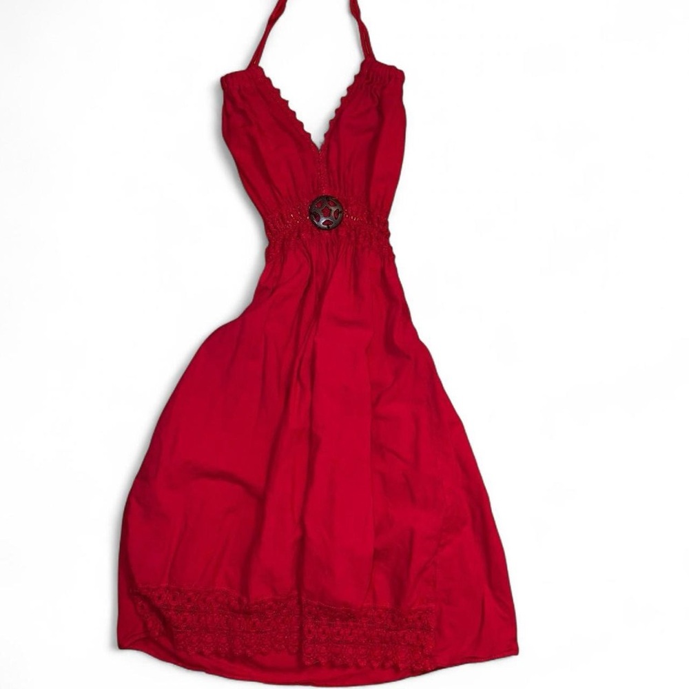 Elegant Red Halter Dress